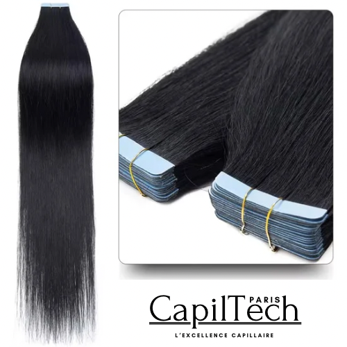 Extensions Adhésives Tape In Cheveux 100% Humains Naturels Double Face – Lot 20 Pièces