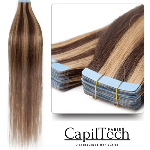 Extensions Adhésives Tape In Cheveux 100% Humains Naturels Double Face – Lot 20 Pièces