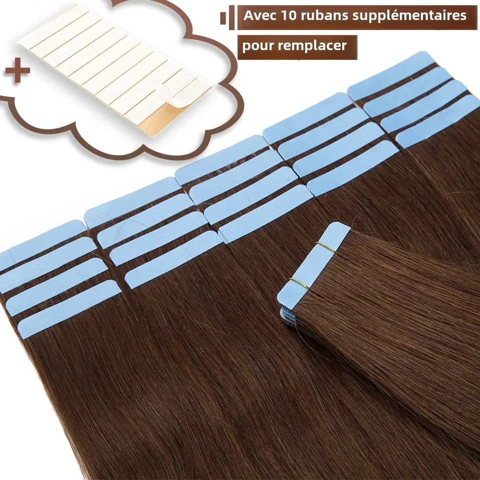 Extensions Adhésives Tape In Cheveux 100% Humains Naturels Double Face – Lot 20 Pièces