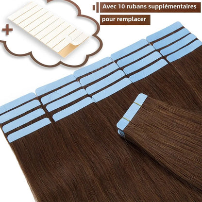 Extensions Adhésives Tape In Cheveux 100% Humains Naturels Double Face – Lot 20 Pièces