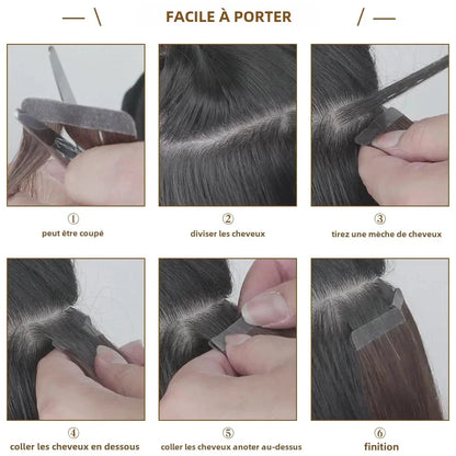 Extensions Adhésives Tape In Cheveux 100% Humains Naturels Double Face – Lot 20 Pièces