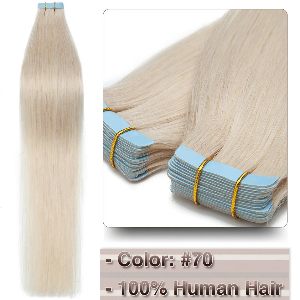 Extensions Adhésives Tape In Cheveux 100% Humains Naturels Double Face – Lot 20 Pièces