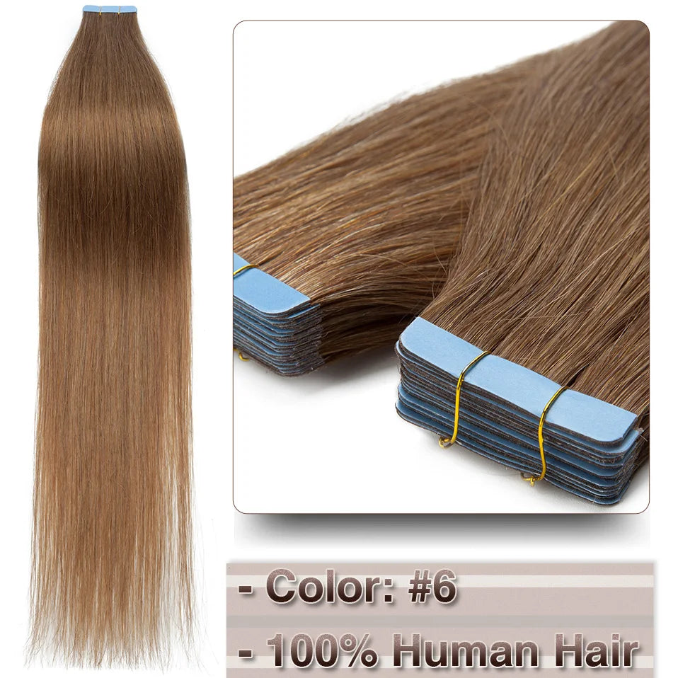 Extensions Adhésives Tape In Cheveux 100% Humains Naturels Double Face – Lot 20 Pièces