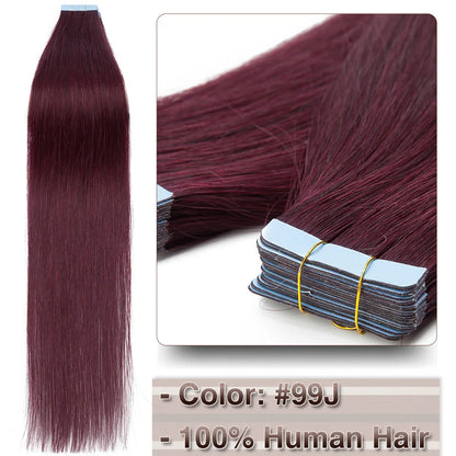 Extensions Adhésives Tape In Cheveux 100% Humains Naturels Double Face – Lot 20 Pièces