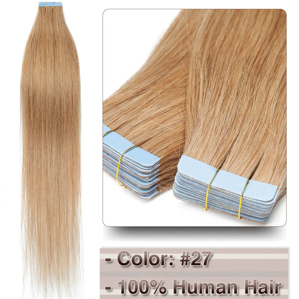 Extensions Adhésives Tape In Cheveux 100% Humains Naturels Double Face – Lot 20 Pièces