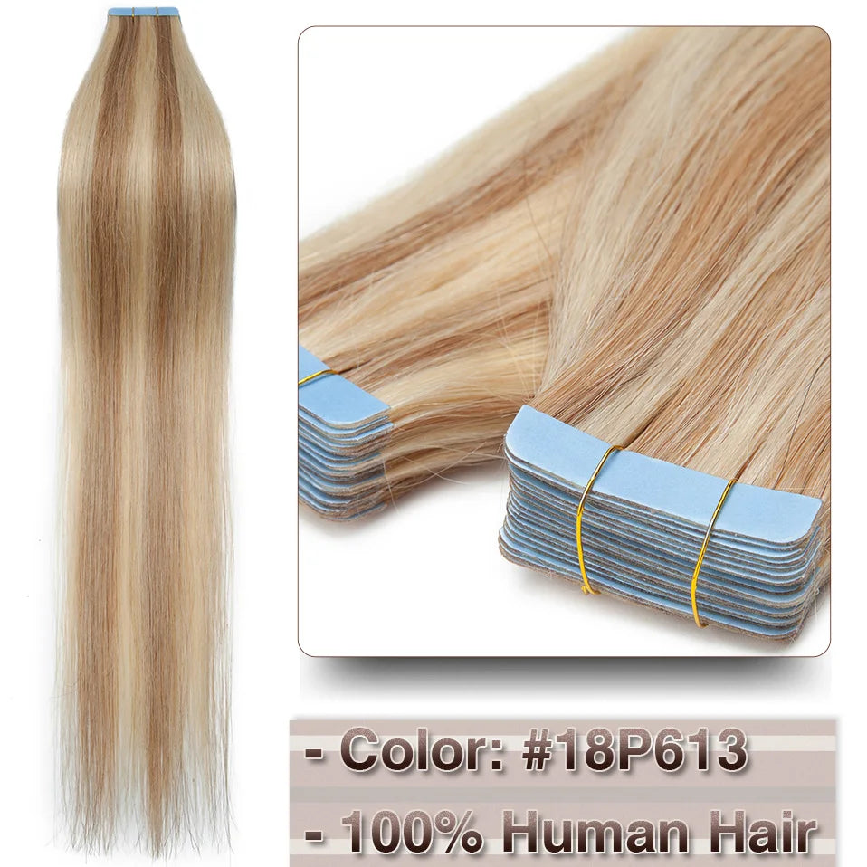 Extensions Adhésives Tape In Cheveux 100% Humains Naturels Double Face – Lot 20 Pièces