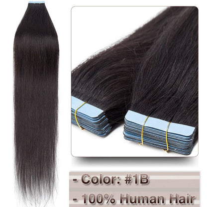 Extensions Adhésives Tape In Cheveux 100% Humains Naturels Double Face – Lot 20 Pièces