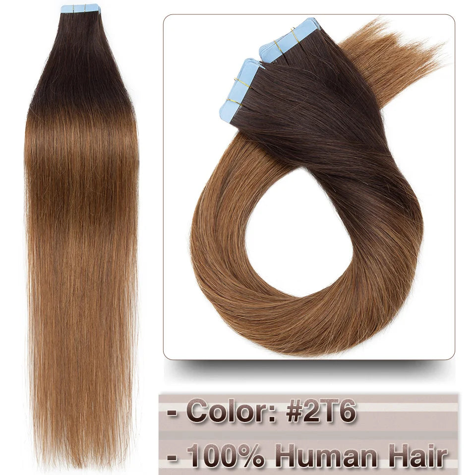 Extensions Adhésives Tape In Cheveux 100% Humains Naturels Double Face – Lot 20 Pièces