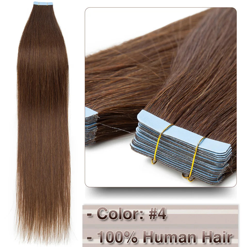 Extensions Adhésives Tape In Cheveux 100% Humains Naturels Double Face – Lot 20 Pièces