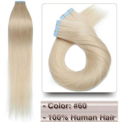 Extensions Adhésives Tape In Cheveux 100% Humains Naturels Double Face – Lot 20 Pièces