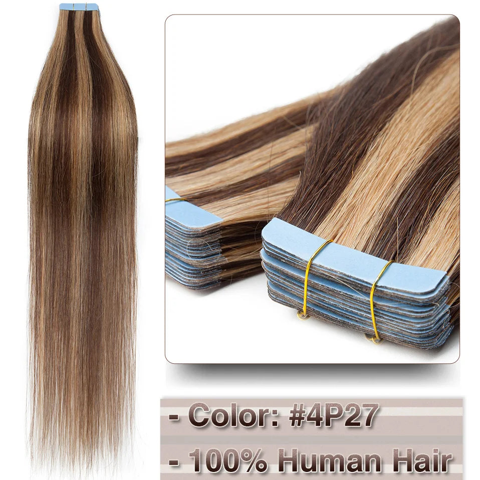 Extensions Adhésives Tape In Cheveux 100% Humains Naturels Double Face – Lot 20 Pièces