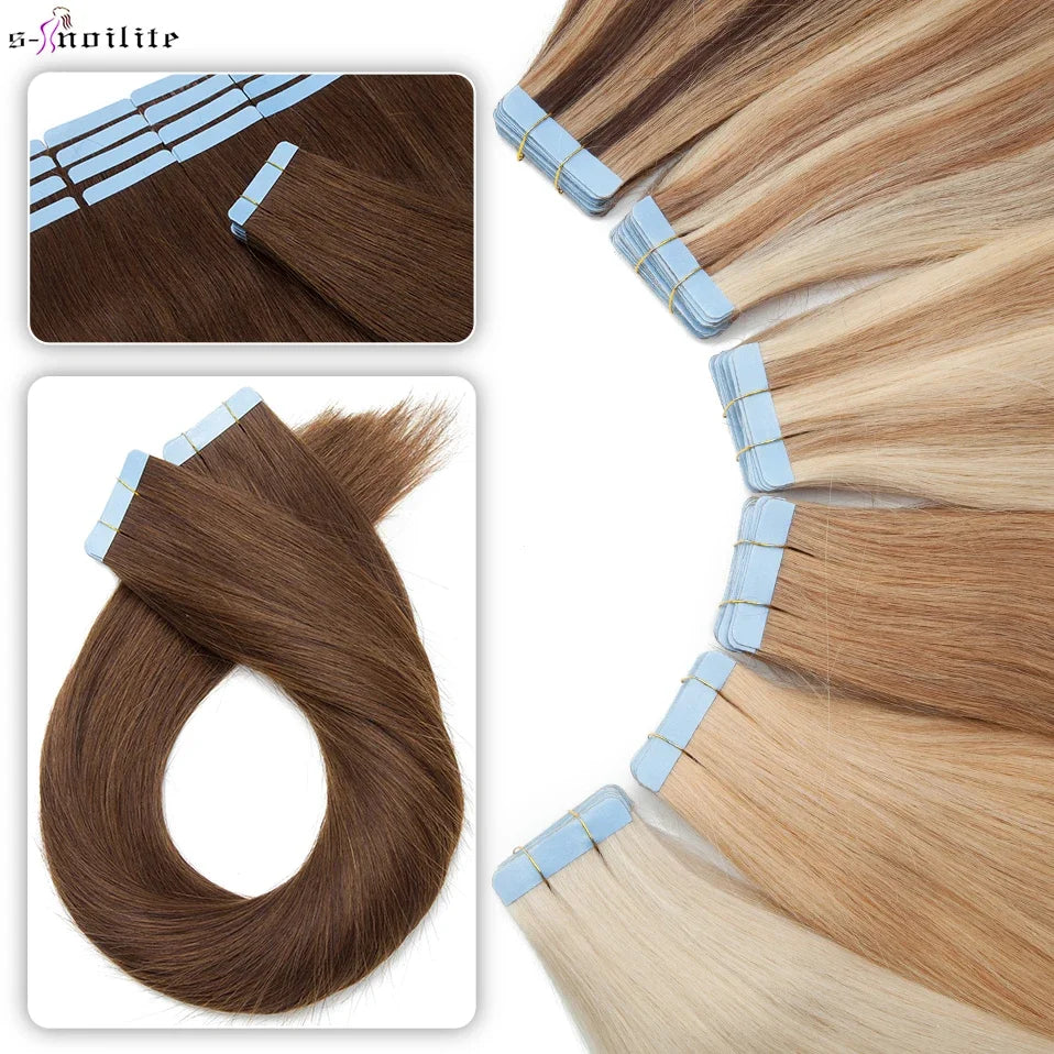 Extensions Adhésives Tape In Cheveux 100% Humains Naturels Double Face – Lot 20 Pièces