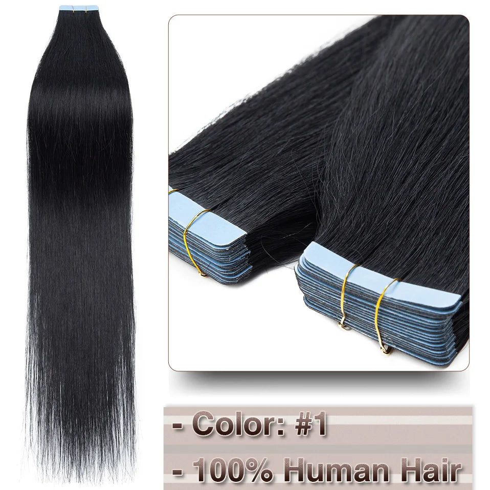 Extensions Adhésives Tape In Cheveux 100% Humains Naturels Double Face – Lot 20 Pièces